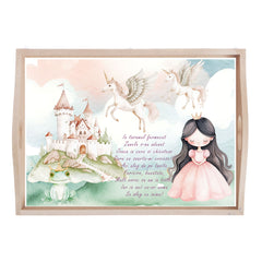 Set tava pentru taiere mot/turta la fete, model printesa, roz, 6 piese, 35x20 cm, Recostore®, REC1967/249