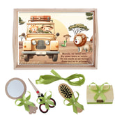 Set tava pentru taiere mot la baieti, model Safari, verde fistic, 6 piese, 35x20 cm, Recostore®, REC1967/250