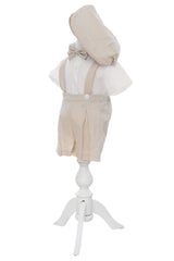 Costum crem de vara pentru botez, 4 piese, REC3470