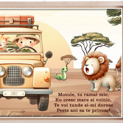 Set tava pentru taiere mot la baieti, model Safari, verde fistic, 6 piese, 35x20 cm, Recostore®, REC1967/250