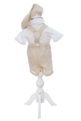 Costum crem de vara pentru botez, 4 piese, REC3470