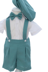 Costum verde de vara pentru botez, 4 piese, REC3471