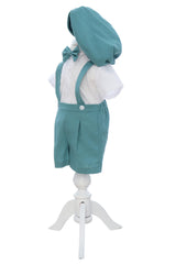 Costum verde de vara pentru botez, 4 piese, REC3471
