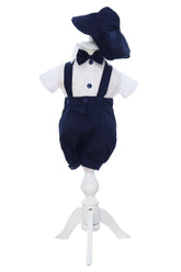 Costum bleumarin cu maneca scurta pentru botez, 4 piese, REC3472