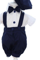 Costum bleumarin cu maneca scurta pentru botez, 4 piese, REC3472