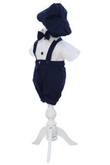 Costum bleumarin cu maneca scurta pentru botez, 4 piese, REC3472