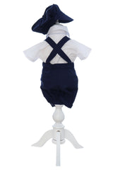 Costum bleumarin cu maneca scurta pentru botez, 4 piese, REC3472