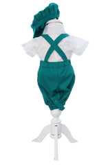 Costum verde cu maneca scurta pentru botez, 4 piese, REC3473