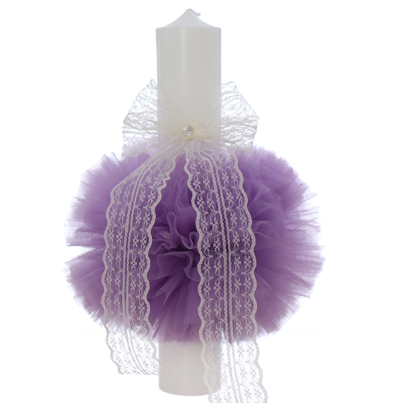 Lumanare botez, 30x5.5 cm, lila, Recostore®, REC5004/15