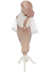 Costum cu aripi pentru botez baieti, crem compus din 4 piese, camasa, pantaloni, bascuta si pantofiori, Recostore®, REC2745