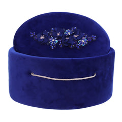 Cutie ovala transport trusou din catifea buretata, albastru, REC3328