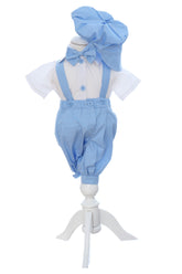 Costum bleu cu maneca scurta pentru botez, 4 piese, REC3475