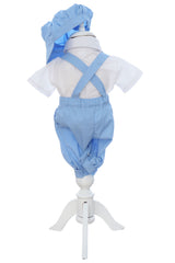 Costum bleu cu maneca scurta pentru botez, 4 piese, REC3475