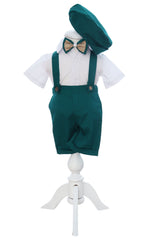 Costumas cu maneca scurta pentru botez, verde, 4 piese, REC3476