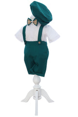 Costumas cu maneca scurta pentru botez, verde, 4 piese, REC3476