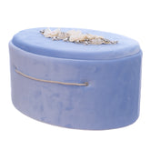 Cutie ovala transport trusou din catifea buretata, bleu, REC3329