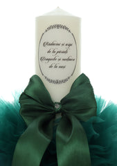 Lumanare botez, model "Radacini si aripi de la parinti, Dragoste si sustinere de la nasi", 35x7 cm, REC5001/6