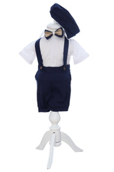 Costumas cu maneca scurta pentru botez, bleumarin, 4 piese, REC3477