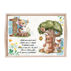 Set tava pentru taiere mot la baieti, model cu Ursulet si Iepuras, bleu, 6 piese, 35x20 cm, Recostore®, REC1967/260