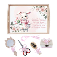 Set tava pentru taiere mot la baieti, model cu Iepuras, roz, 6 piese, 35x20 cm, Recostore®, REC1967/261