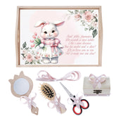 Set tava pentru taiere mot/turta la fete, model cu Iepuras, roz pudrat, 6 piese, 35x20 cm, Recostore®, REC1967/262