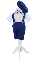Costumas cu maneca scurta pentru botez, albastru, 4 piese, REC3479