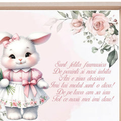 Set tava pentru taiere mot/turta la fete, model cu Iepuras, roz pudrat, 6 piese, 35x20 cm, Recostore®, REC1967/262