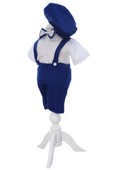 Costumas cu maneca scurta pentru botez, albastru, 4 piese, REC3479
