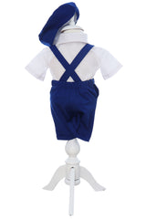Costumas cu maneca scurta pentru botez, albastru, 4 piese, REC3479