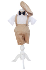 Costumas cu maneca scurta pentru botez, crem, 4 piese, REC3480