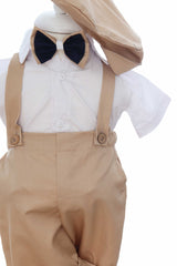 Costumas cu maneca scurta pentru botez, crem, 4 piese, REC3480