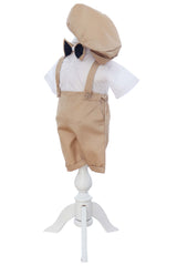 Costumas cu maneca scurta pentru botez, crem, 4 piese, REC3480