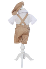 Costumas cu maneca scurta pentru botez, crem, 4 piese, REC3480