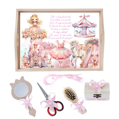 Set tava pentru taiere mot/ turta, model Printesa, roz, 6 piese, 35x20 cm, Recostore®, REC1967/264