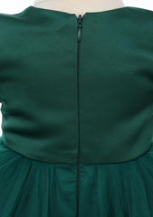 Rochita de culoare verde inchis cu aplicatii pe bust pentru botez de fete, 2 piese, Recostore®, REC2531