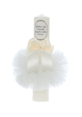 Lumanare botez, model "Radacini si aripi de la parinti, Dragoste si sustinere de la nasi", 35x7 cm, Ivoire, REC5001/7