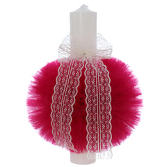 Lumanare botez, 30x5.5 cm, ciclam, Recostore®, REC5004/16