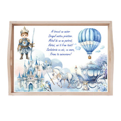 Set tava pentru taiere mot la baieti, model cu Print Razboinic, bleu, 6 piese, 35x20 cm, Recostore®, REC1967/266