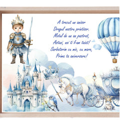 Set tava pentru taiere mot la baieti, model cu Print Razboinic, bleu, 6 piese, 35x20 cm, Recostore®, REC1967/266