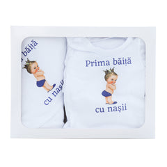 Set pentru prima baita cu nasii, halat, prosop si body, Print, REC2545