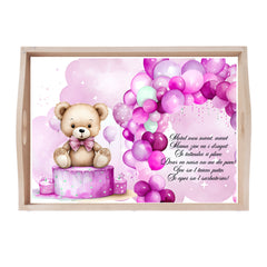 Set tava pentru taiere mot/ turta, model Ursulet cu baloane, ciclam, 6 piese, 35x20 cm, Recostore®, REC1967/268