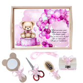 Set tava pentru taiere mot/ turta, model Ursulet cu baloane, roz, 6 piese, 35x20 cm, Recostore®, REC1967/269