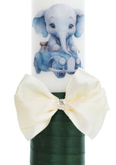 Lumanare botez, model Elefant, 30x7 cm, verde inchis, Recostore®, REC5002/11