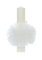 Lumanare botez, model "Radacini si aripi de la parinti, Dragoste si sustinere de la nasi", 35x7 cm, Ivoire, REC5001/7