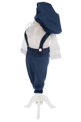 Costum cu aripi pentru botez baieti, bleumarin compus din 4 piese, camasa, pantaloni, bascuta si pantofiori, Recostore®, REC2746