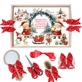 Set tava pentru taiere mot/turta, model cu Mos Craciun, rosu, 6 piese, 35x20 cm, Recostore®, REC1967/273