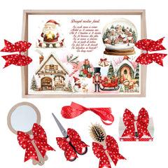 Set tava pentru taiere mot/turta, model cu Mos Craciun, rosu, 6 piese, 35x20 cm, Recostore®, REC1967/274