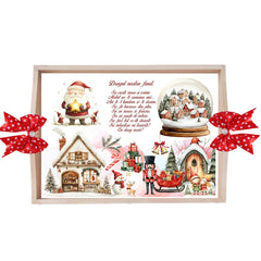 Set tava pentru taiere mot/turta, model cu Mos Craciun, rosu, 6 piese, 35x20 cm, Recostore®, REC1967/274