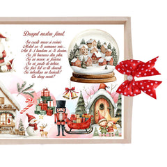 Set tava pentru taiere mot/turta, model cu Mos Craciun, rosu, 6 piese, 35x20 cm, Recostore®, REC1967/274