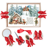 Set tava pentru taiere mot/turta, model cu Mos Craciun si spiridusii, rosu, 6 piese, 35x20 cm, Recostore®, REC1967/275